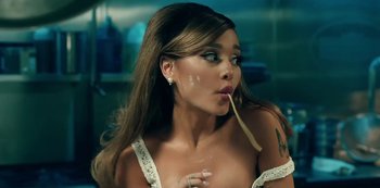 Movie still from “Ariana Grande - positions” (2020), directed by Dave Meyers – Close Up shot, High angle
