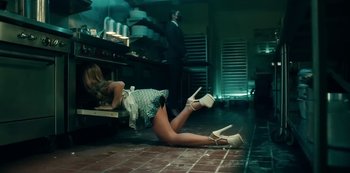 Movie still from “Ariana Grande - positions” (2020), directed by Dave Meyers – Wide shot, Low angle