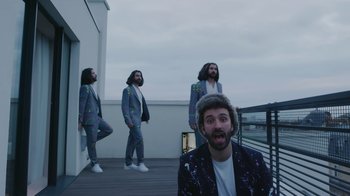 Movie still from “AJR - The DJ Is Crying For Help” (2022), directed by Austin Roa – Wide shot, High angle
