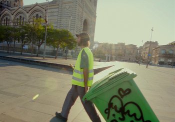 Movie still from “Miel De Montagne - Le Pigeon” (2023), directed by Morgan Jouquand – Wide shot, Low angle