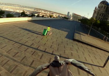 Movie still from “Miel De Montagne - Le Pigeon” (2023), directed by Morgan Jouquand – Extreme Wide shot, High angle