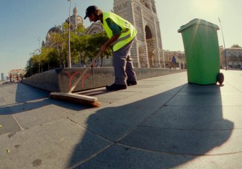 Movie still from “Miel De Montagne - Le Pigeon” (2023), directed by Morgan Jouquand – Wide shot, Low angle