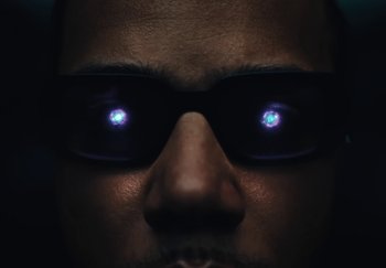 Movie still from “AJ Tracey - Wifey Riddim 4” (2024), directed by Late Milk – Extreme Close Up shot, Low angle