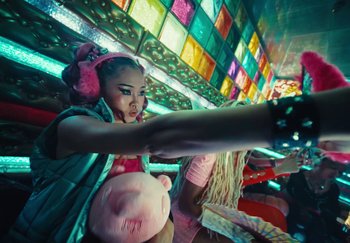 Movie still from “AJ Tracey - Wifey Riddim 4” (2024), directed by Late Milk – Close Up shot, Low angle