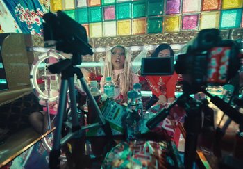 Movie still from “AJ Tracey - Wifey Riddim 4” (2024), directed by Late Milk – Medium shot, Low angle