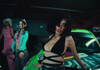 Movie still from “AJ Tracey - Wifey Riddim 4” (2024), directed by Late Milk – Medium shot, Low angle