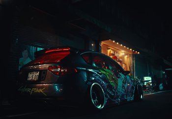 Movie still from “AJ Tracey - Wifey Riddim 4” (2024), directed by Late Milk – Wide shot, Low angle