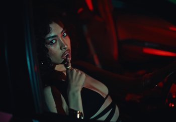 Movie still from “AJ Tracey - Wifey Riddim 4” (2024), directed by Late Milk – Extreme Close Up shot, Low angle