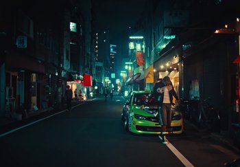 Movie still from “AJ Tracey - Wifey Riddim 4” (2024), directed by Late Milk – Extreme Wide shot, Low angle