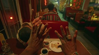 Movie still from “Valaire feat. Alan Prater - (She's a) Winner” (2023), directed by Vallée Duhamel – Extreme Close Up shot, Overhead angle