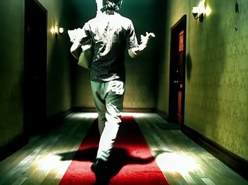 Movie still from “Foo Fighters - Monkey Wrench” (2009), directed by Dave Grohl – Wide shot, Low angle