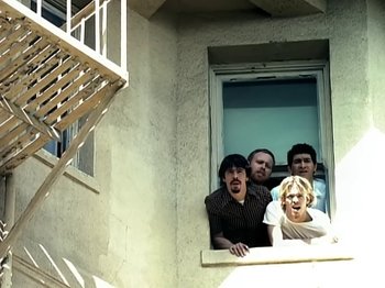 Movie still from “Foo Fighters - Monkey Wrench” (2009), directed by Dave Grohl – Medium shot, High angle