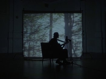 Movie still from “Hayden Thorpe - Aerial Songs” (2021), directed by Fiona Jane Burgess – Wide shot, Low angle
