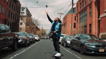 Movie still from “Armani White - BILLIE EILISH.” (2022), directed by Davey Robinson – Wide shot, Low angle