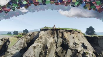 Movie still from “AJR - Maybe Man” (2024), directed by Edoardo Ranaboldo – Extreme Wide shot, Low angle