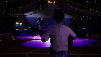 Movie still from “AJR - Maybe Man” (2024), directed by Edoardo Ranaboldo – Extreme Close Up shot, Over the shoulder angle