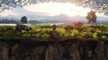 Movie still from “AJR - Maybe Man” (2024), directed by Edoardo Ranaboldo – Extreme Wide shot, Low angle