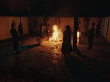 Movie still from “Elsa y Elmar - Corazones Negros” (2021), directed by Daniel Uribe – Wide shot, High angle