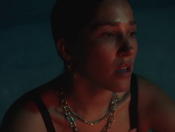 Movie still from “Elsa y Elmar - Corazones Negros” (2021), directed by Daniel Uribe – Close Up shot, Low angle