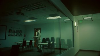 Movie still from “Gus Dapperton - Palms feat. Channel Tres” (2021), directed by Kevin Lombardo – Wide shot, Low angle