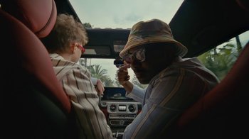 Movie still from “Gus Dapperton - Palms feat. Channel Tres” (2021), directed by Kevin Lombardo – Medium shot, Low angle