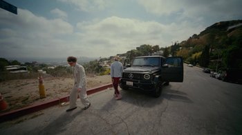 Movie still from “Gus Dapperton - Palms feat. Channel Tres” (2021), directed by Kevin Lombardo – Wide shot, Low angle