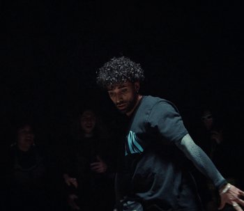 Movie still from “Snipes x Nike - The Cypher” (2023) – Medium shot, Low angle