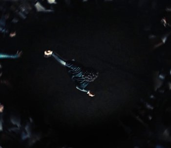 Movie still from “Snipes x Nike - The Cypher” (2023) – Extreme Wide shot, Overhead angle