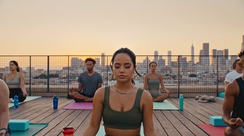 Movie still from “Facebook - Self Care with Becky G” (2021) – Wide shot, Low angle