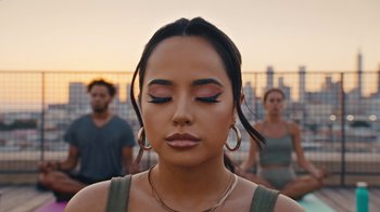 Movie still from “Facebook - Self Care with Becky G” (2021) – Close Up shot, Over the shoulder angle