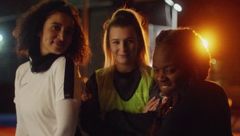 Movie still from “EA SPORTS FC ft. Dave - Triangles” (2023) – Medium shot, Low angle