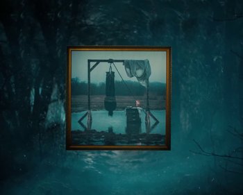 Movie still from “Nicolas Bruno - "The Fear Cycle" Film - Unveiling Sleep Paralysis Through Art” (2024) – Medium shot, High angle