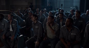Movie still from “Trumbo” (2015), directed by Jay Roach – A group of people sitting in a room; Wide shot, High angle