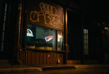 Movie still from “Trophy Room - Air Jordan "Rookie Card"” (2024) – Wide shot, Low angle