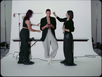 Movie still from “Aritzia - Sweatfleece” (2024) – Wide shot, High angle