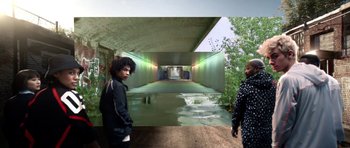 Movie still from “adidas Originals - Your Future is Not Mine” (2016) – Extreme Wide shot, Low angle