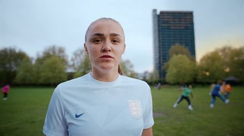 Movie still from “Sports Direct - Women's Euro” (2022) – Close Up shot, Over the shoulder angle