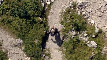 Movie still from “Mammut - Fast Hiking” (2022) – Extreme Wide shot, Overhead angle