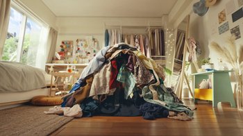 Movie still from “IKEA - Make Space for What You Love” (2022) – Wide shot, Overhead angle