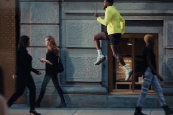 Movie still from “Brooks - Gravity Had a Good Run” (2024) – Wide shot, Low angle