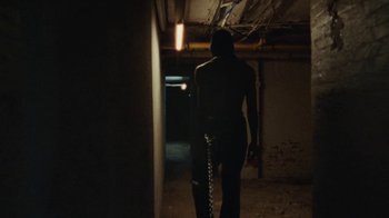 Movie still from “Abby T - Legos ft. Rodney Chrome” (2021), directed by Henry DaCosta – Wide shot, Low angle