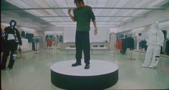 Movie still from “24kGoldn & Lil Tecca - Prada” (2021), directed by John Tashiro – Wide shot, Overhead angle