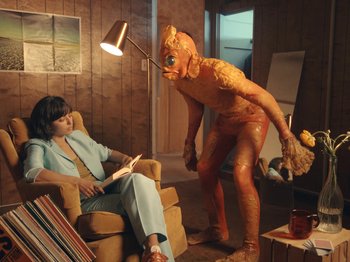 Movie still from “Blue Wilson - Underwater Dance” (2021), directed by Gabriel Jace Long – Wide shot, Low angle