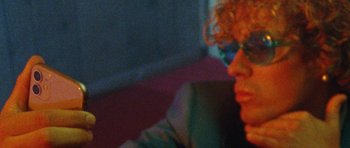 Movie still from “Almost Monday - Cool Enough” (2021), directed by Nico Poalillo – Extreme Close Up shot, Low angle