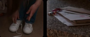 Movie still from “Amanda Sum - Hot Headed Egos” (2021), directed by Hannah Dubois – Extreme Close Up shot, High angle