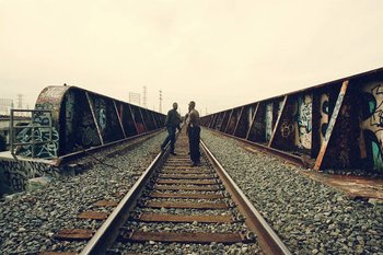 Movie still from “Huey Briss & Nikobeats - Grace Park Legend” (2021), directed by Michael Priestley – Wide shot, High angle