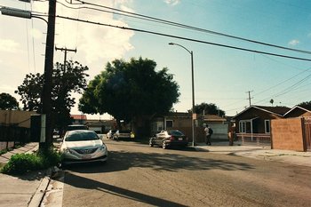 Movie still from “Huey Briss & Nikobeats - Grace Park Legend” (2021), directed by Michael Priestley – Extreme Wide shot, High angle