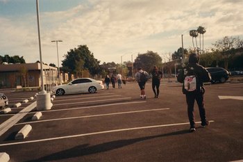 Movie still from “Huey Briss & Nikobeats - Grace Park Legend” (2021), directed by Michael Priestley – Extreme Wide shot, High angle