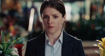 Movie still from “Up in the Air” (2009), directed by Jason Reitman – A person wearing a suit and tie; Close Up shot, Over the shoulder angle