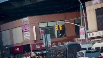 Movie still from “Mallory Merk - Strangers” (2021), directed by Kevin Lombardo – Wide shot, Low angle